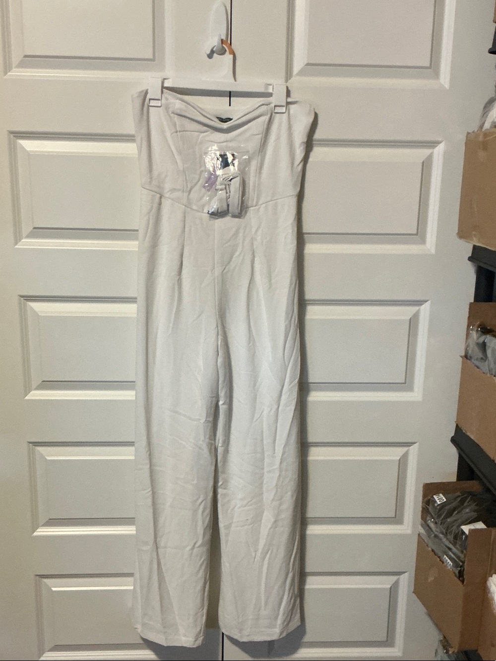 wild fable White Strapless Wide-Leg Jumpsuit with Structured Bodice